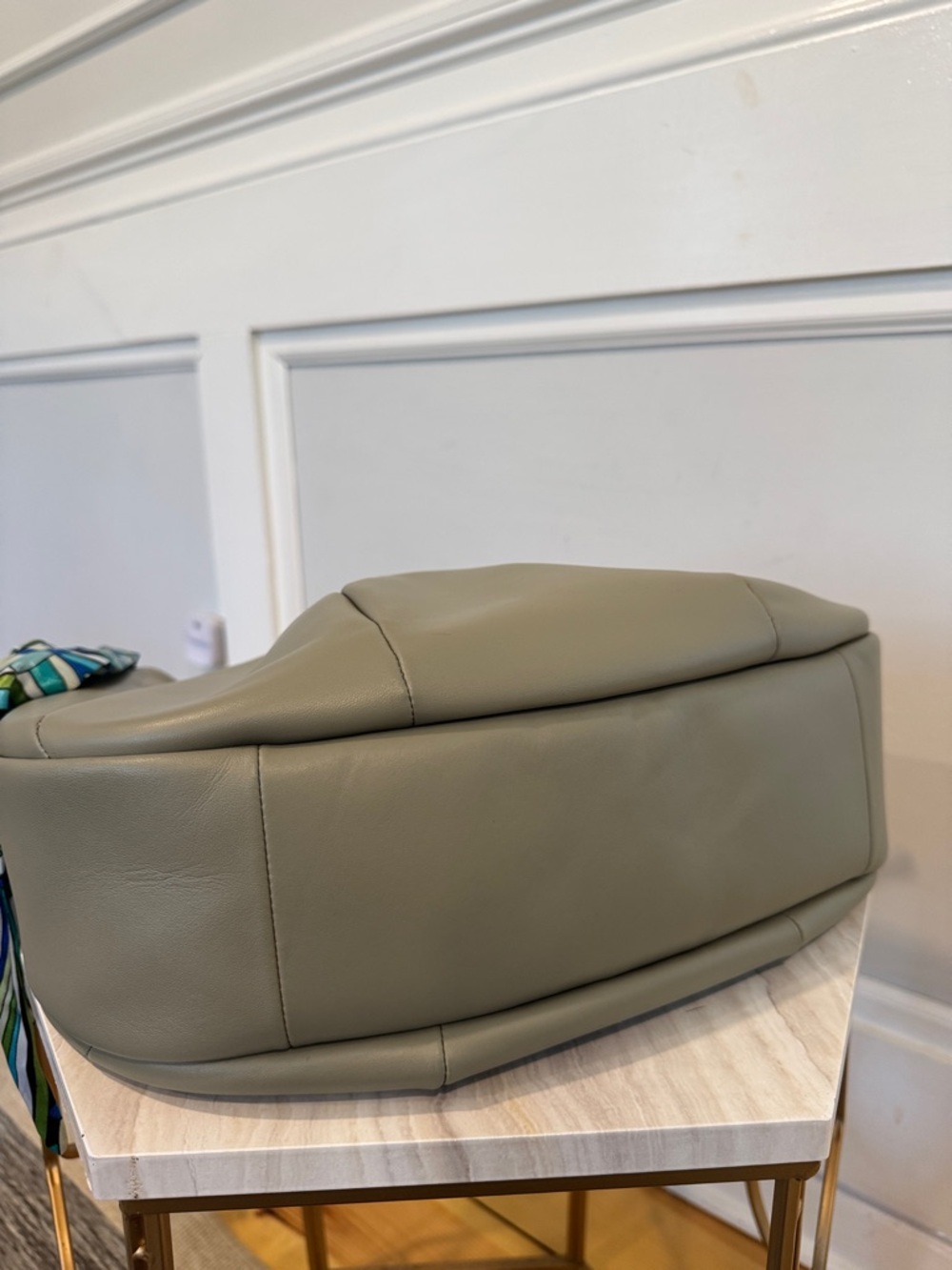 Kate Spade Bag Pinch Smooth Leather Quiet Luxury Shoulder Bag Oyster Shell Green - Picture 10 of 17